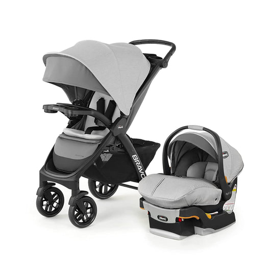 Bravo LE Trio Travel System, Bravo LE Quick-Fold Stroller with Keyfit 30 Zip Infant Car Seat, Car Seat and Stroller Combo | Driftwood/Grey