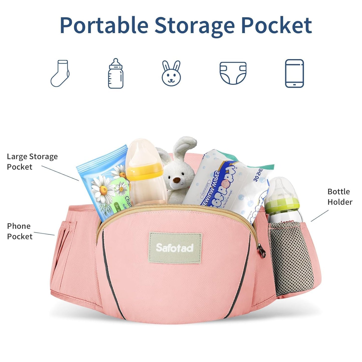 Baby Carrier with Hip Seat,Ergonomic M Position 6In1 Baby Carrier Newborn to Toddler,Head Support and Breathable Mesh Newborn Carrier,Adjustable Baby Holder Carrier for Dad&Mom-Pink