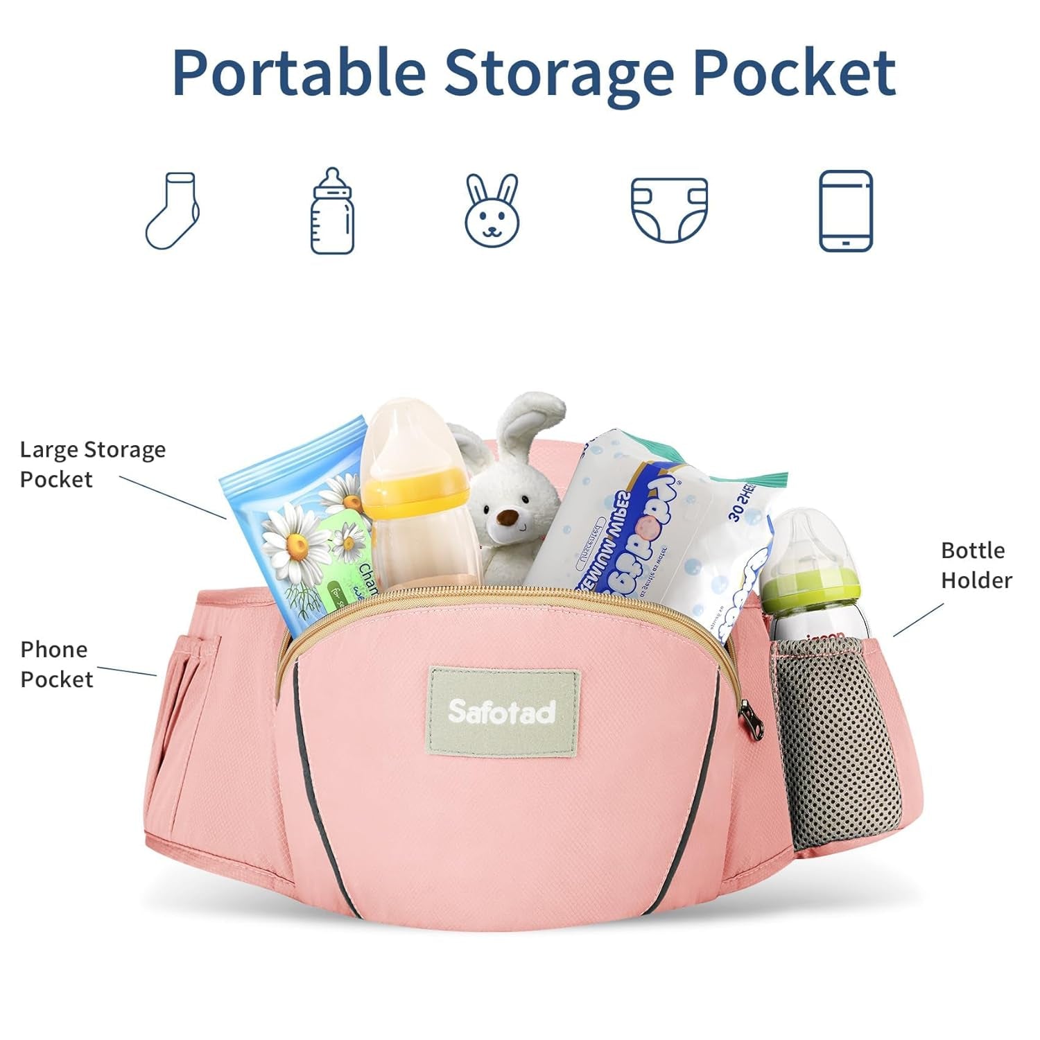Baby Carrier with Hip Seat,Ergonomic M Position 6In1 Baby Carrier Newborn to Toddler,Head Support and Breathable Mesh Newborn Carrier,Adjustable Baby Holder Carrier for Dad&Mom-Pink