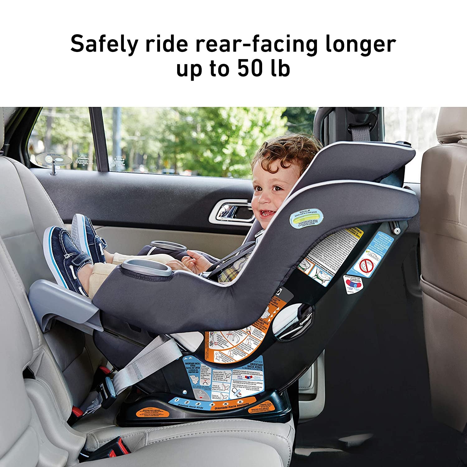 Extend2Fit Convertible Baby Car Seat, Rear and Forward Facing, Adjustable Extension Panel for Extra Legroom, Gotham