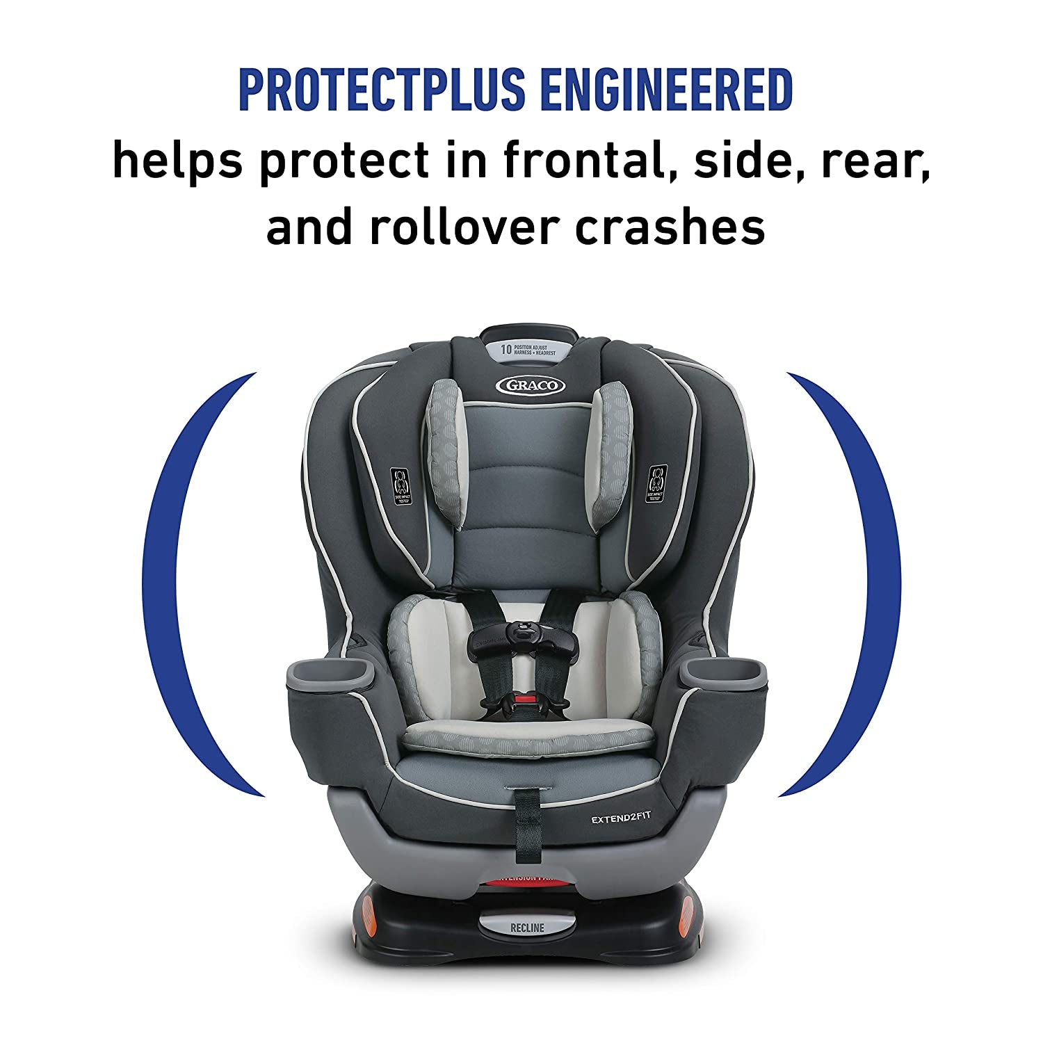 Extend2Fit Convertible Baby Car Seat, Rear and Forward Facing, Adjustable Extension Panel for Extra Legroom, Gotham