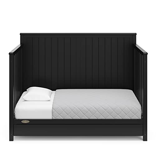 Graco Hadley Cuna convertible 5 en 1 con cajón (negro) - Combo, incluye almacenamiento de guardería de tamaño completo, se convierte de cuna de bebé a cama para niños pequeños, sofá cama
