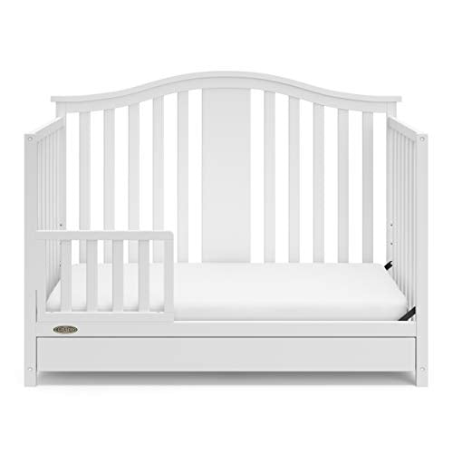 Graco Solano 4-in-1 Convertible Crib with Drawer Combo (White) – GREENGUARD Gold Certified, Includes Full-Size Nursery Storage Drawer, Converts to Toddler Bed and Full-Size Bed