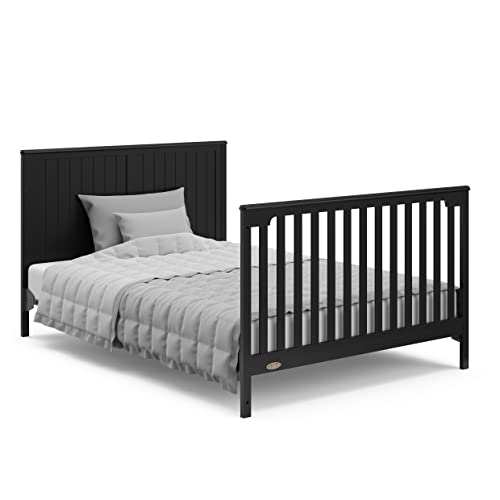 Graco Hadley Cuna convertible 5 en 1 con cajón (negro) - Combo, incluye almacenamiento de guardería de tamaño completo, se convierte de cuna de bebé a cama para niños pequeños, sofá cama