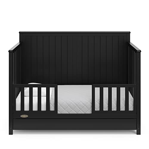 Graco Hadley Cuna convertible 5 en 1 con cajón (negro) - Combo, incluye almacenamiento de guardería de tamaño completo, se convierte de cuna de bebé a cama para niños pequeños, sofá cama