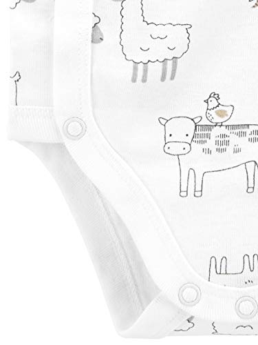 Simple Joys by Carter's Baby 5-Pack Side Snap Short-Sleeve Bodysuit, Green/Grey Forest Animals/Light Grey Heather/Mint Green Stripe/White Llama, 0-3 Months