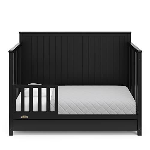 Graco Hadley Cuna convertible 5 en 1 con cajón (negro) - Combo, incluye almacenamiento de guardería de tamaño completo, se convierte de cuna de bebé a cama para niños pequeños, sofá cama
