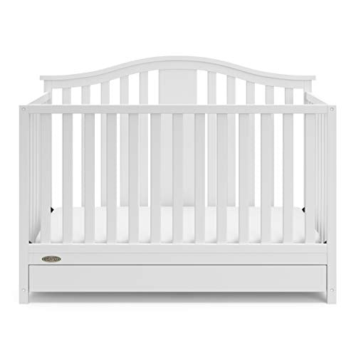 Graco Solano 4-in-1 Convertible Crib with Drawer Combo (White) – GREENGUARD Gold Certified, Includes Full-Size Nursery Storage Drawer, Converts to Toddler Bed and Full-Size Bed