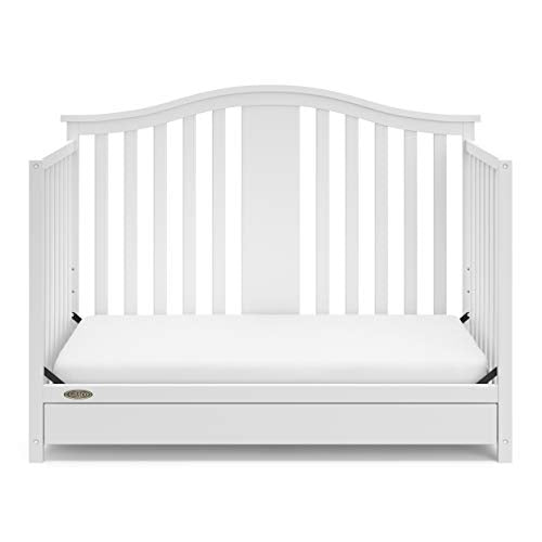 Graco Solano 4-in-1 Convertible Crib with Drawer Combo (White) – GREENGUARD Gold Certified, Includes Full-Size Nursery Storage Drawer, Converts to Toddler Bed and Full-Size Bed