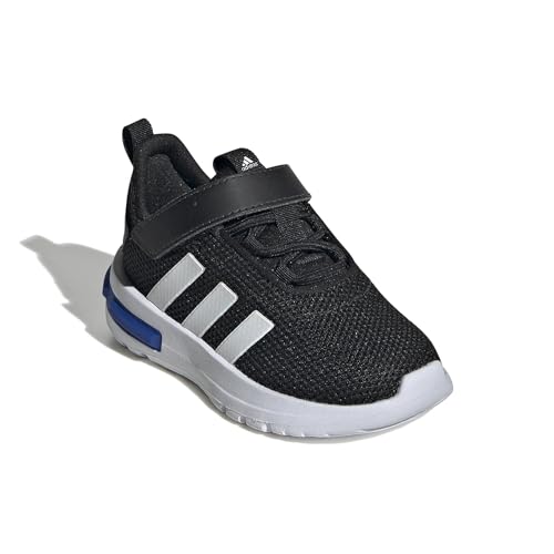 adidas Baby Racer TR 23 Sneaker, Black/White/Team Royal Blue Hook & Loop, 5 US Unisex Infant