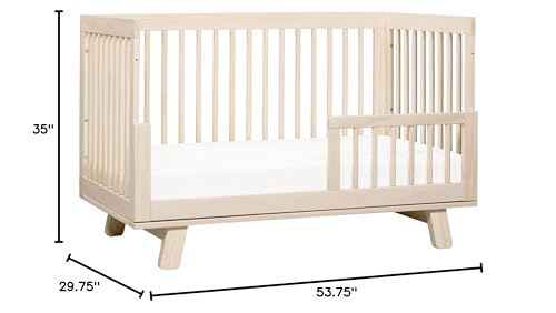 Cuna convertible 3 en 1 Babyletto Hudson con kit de conversión de cama para niños pequeños en color natural lavado, certificación Greenguard Gold