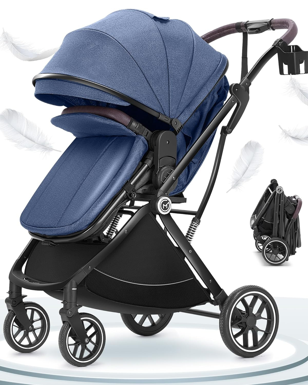 Baby Stroller Bassinet 3 in 1 Newborn Infant Toddler,Convertible Adaptable Portable Foldable Strollers,One Hand Fold, Reversible Seat,Extra Storage