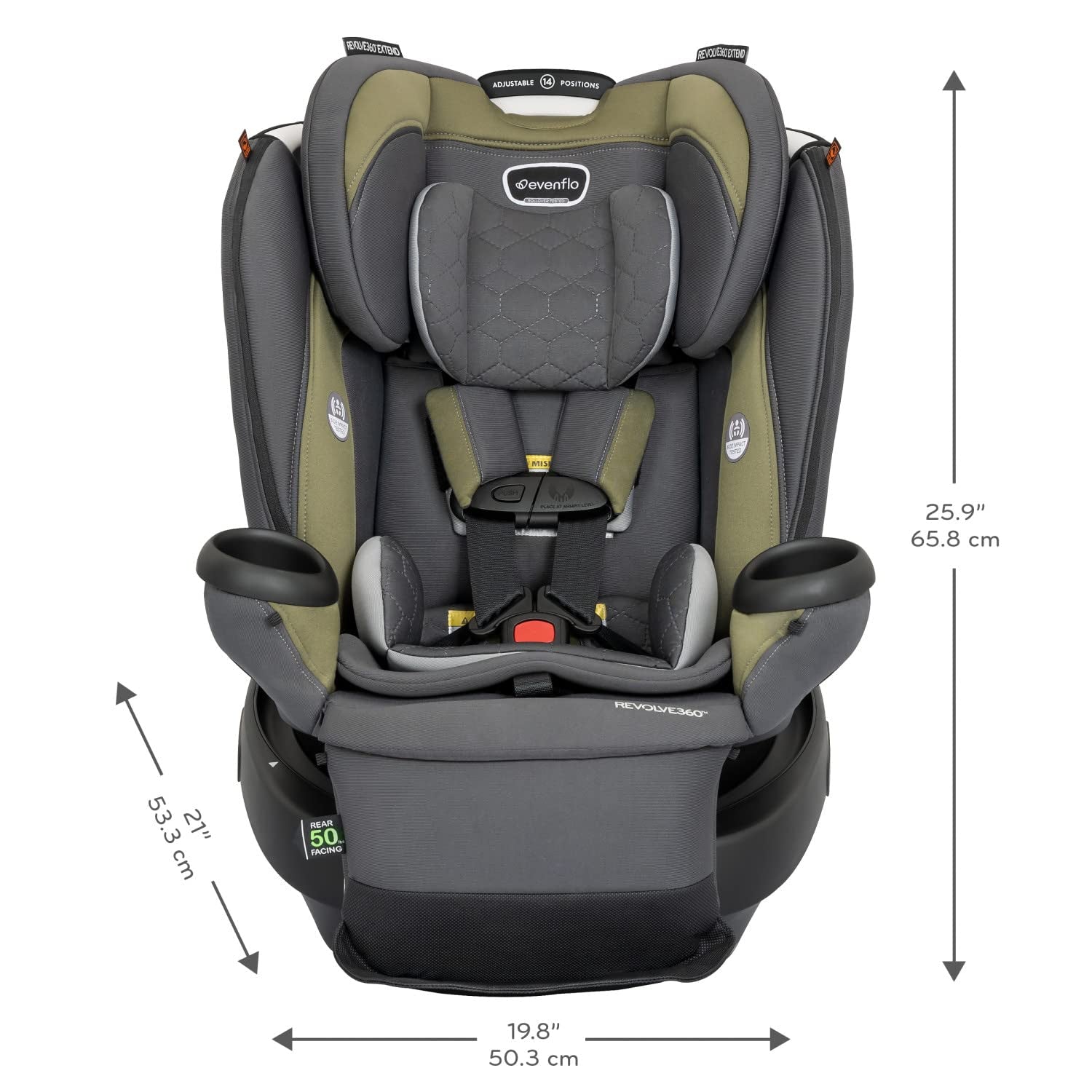 Revolve360 Extend Rotational All in 1 Convertible Car Seat, Rear Facing up to 50 Pounds with 360 Degree Rotation, Rockland Green