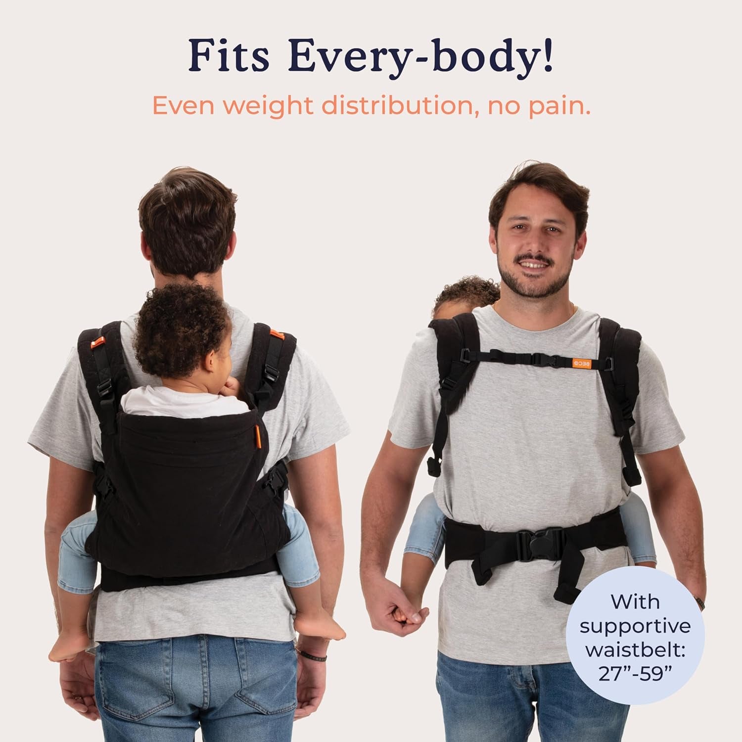 Baby Carrier Toddler Carrier with Extra Wide Seat, 100% Cotton Backpack Style and Front-Carry, Lightweight & Breathable Child Carrier, Toddler Sling Carrier 20-60 Lbs (Metro Black)