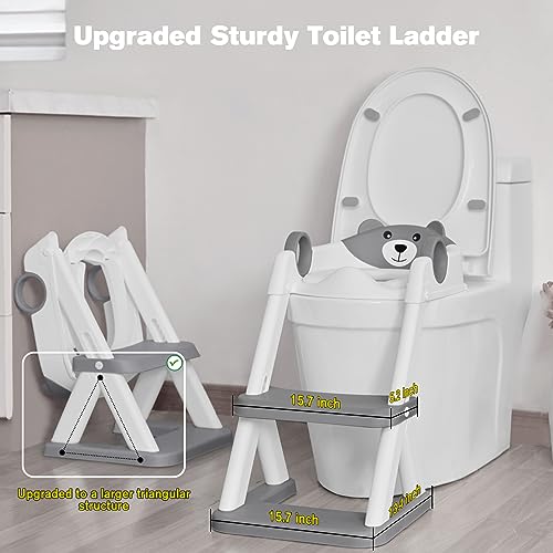 COOSEYA Toilet Seat, Potty Training Toilet Seat for Toddler, Upgrade Potty Training Toilet 2 in 1 Toilet Seat for Boys Girls,Waterproof Soft Mat Non-Slip Step Stool