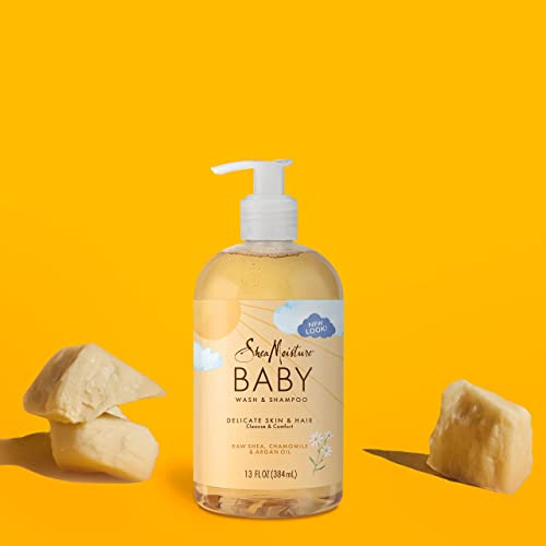 SheaMoisture Baby Wash & Shampoo for All Skin Types Raw Shea, Chamomile & Argan Oil Baby Wash and Shampoo with Frankincense & Myrrh to Help Cleanse 13 oz, Gold