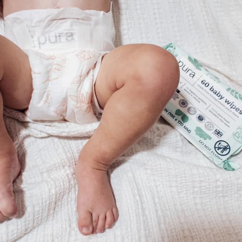 Pura Size 6 Eco-Friendly Diapers (29+ lbs) Hypoallergenic, Soft Organic Cotton, Sustainable, up to 12 Hours Leak Protection, Allergy UK, Recyclable Paper Packaging, 3 Packs of 18 Diapers (54 Diapers)