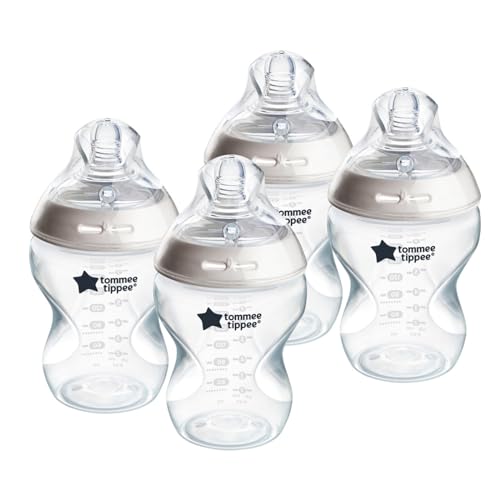 Tommee Tippee Baby Bottles, Natural Start Anti-Colic Baby Bottle with Slow Flow Breast-Like Nipple, 9oz, 0 months+, Self-Sterilizing, Baby Feeding Essentials, Pack of 4