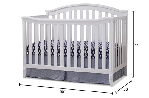 Sorelle Furniture Berkley Cuna, Cuna Convertible Clásica 4 en 1, Hecha de Madera, Acabado No Tóxico, Cama para Bebé de Madera, Cama para Niños Pequeños, Sofá Cama para Niños y Cama de Tamaño Completo, Muebles para Guardería - Blanco