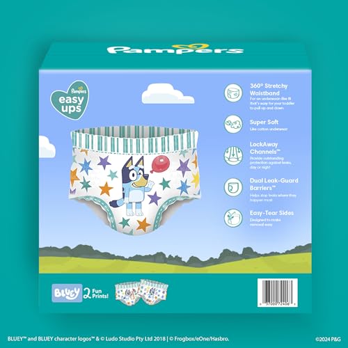 Pampers Easy Ups Pantalones de entrenamiento para ir al baño para niños y niñas, talla 3T-4T, suministro para un mes (124 unidades), ropa interior de entrenamiento (el embalaje puede variar)