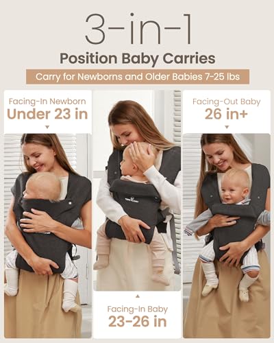 Baby Carrier Newborn to Toddler - TSRETE Baby Ergonomic and Cozy Infant Carrier with Lumbar Support for 7-25lbs,Easy Adjustable Baby Chest Carrier, Face-in and Face-Out Positions Baby Sling Carrier
