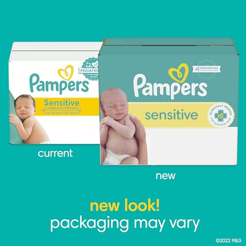 Pampers Sensitive Baby Wipes, Water Based, Hypoallergenic and Unscented, 8 Flip-Top Packs, 4 Refill Packs (1008 Wipes Total)