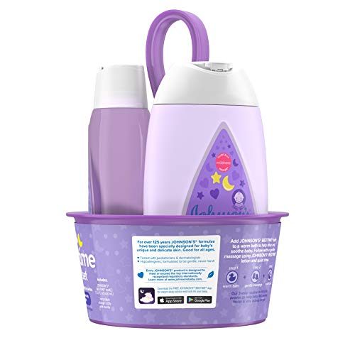 Johnson's Sleepy Time Bedtime Baby Set de regalo con aromas relajantes y naturales, champú de baño para bebé antes de acostarse, productos esenciales para lavado y loción, hipoalergénico y sin parabenos, 4 artículos