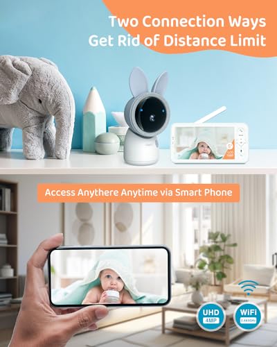 ARENTI Upgraded Smart Baby Monitor,4MP 5" HD 2.4G&5G WiFi Baby Monitor with Camera and Audio,Infrared Night Vision,Night Light, 2-Way Audio,Cry&Motion Detection,Temperature Sensor,App Control