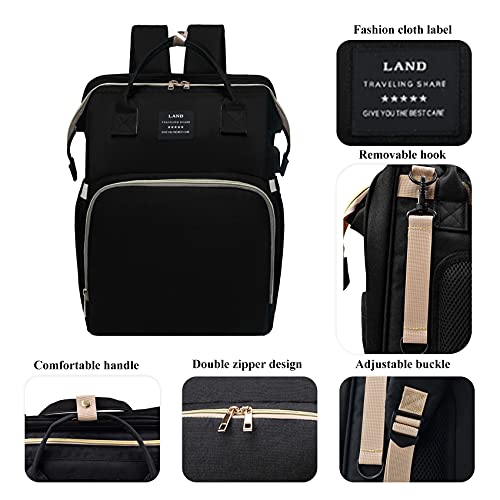 ANWTOTU Diaper Bag with Changing Station,Diaper Bag Backpack,7 in 1 Travel Diaper Bag,Mommy Bag With USB Charging Port (Black)