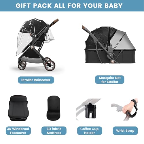 Comiga Baby Stroller Bassinet 3 in 1 Newborn Infant Toddler,Convertible Adaptable Portable Foldable Strollers,One Hand Fold, Reversible Seat,Extra Storage