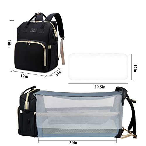ANWTOTU Diaper Bag with Changing Station,Diaper Bag Backpack,7 in 1 Travel Diaper Bag,Mommy Bag With USB Charging Port (Black)