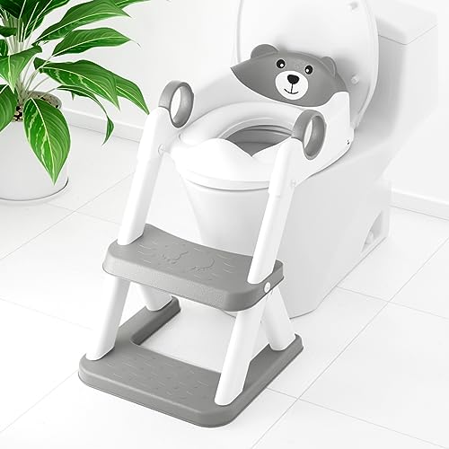 COOSEYA Toilet Seat, Potty Training Toilet Seat for Toddler, Upgrade Potty Training Toilet 2 in 1 Toilet Seat for Boys Girls,Waterproof Soft Mat Non-Slip Step Stool