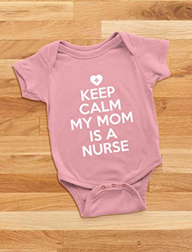 Tstars Keep Calm My Mom Is A Nurse Gift For Mommy Nurse Cute Baby Bodysuit 6M Gray