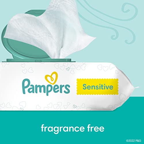 Pampers Sensitive Baby Wipes, Water Based, Hypoallergenic and Unscented, 8 Flip-Top Packs, 4 Refill Packs (1008 Wipes Total)