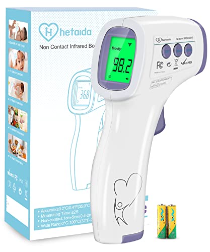 Termómetro digital para adultos y niños, termómetro de frente sin contacto para bebé, termómetro infrarrojo 2 en 1 en modo de superficie corporal con alarma de fiebre y lecturas de precisión instantáneas