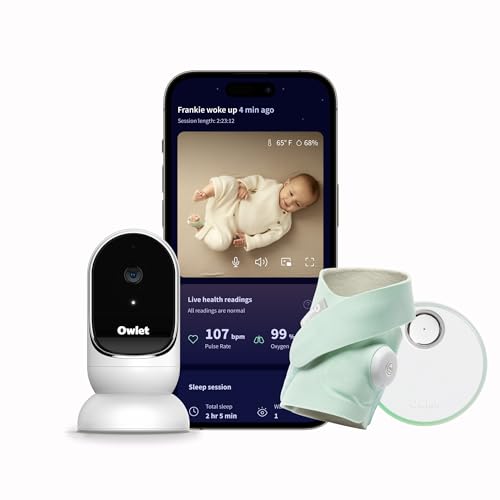 Monitor inteligente para bebés Owlet® Dream Duo: Dream Sock® aprobado por la FDA más Owlet Cam: rastrea y notifica la frecuencia del pulso y el oxígeno mientras ve al bebé en video WiFi HD de 1080p - Menta