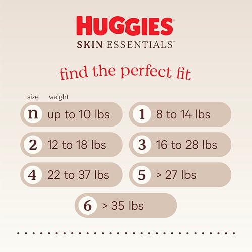 Huggies Size Newborn Diapers, Skin Essentials Baby Diapers, Size Newborn (6-9 lbs), 168 Count