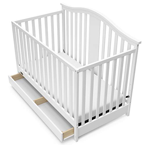 Graco Solano 4-in-1 Convertible Crib with Drawer Combo (White) – GREENGUARD Gold Certified, Includes Full-Size Nursery Storage Drawer, Converts to Toddler Bed and Full-Size Bed
