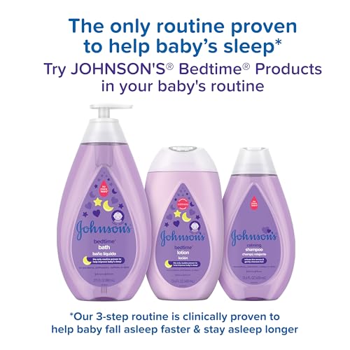 Johnson's Sleepy Time Bedtime Baby Set de regalo con aromas relajantes y naturales, champú de baño para bebé antes de acostarse, productos esenciales para lavado y loción, hipoalergénico y sin parabenos, 4 artículos