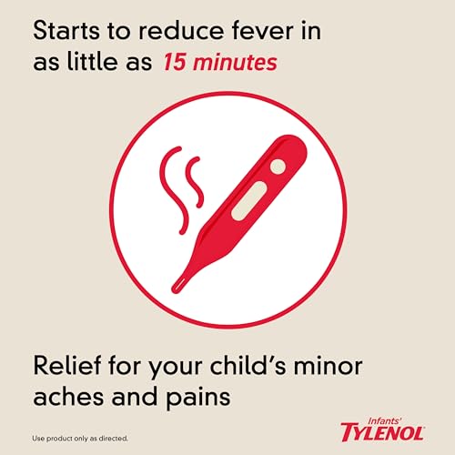 Tylenol Infants' Liquid Medicine with Acetaminophen Pain + Fever Relief DyeFree fl, Red, Cherry, 2 Fl Oz