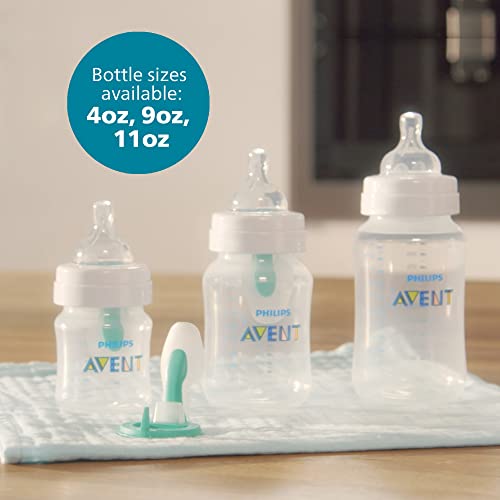 Philips AVENT Biberón anticólicos con ventilación AirFree, 9 oz, paquete de 4, azul, SCY703/24