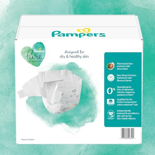 Pañales Pampers Pure Protection - Tamaño 4, 58 unidades, pañales desechables premium hipoalergénicos para bebés