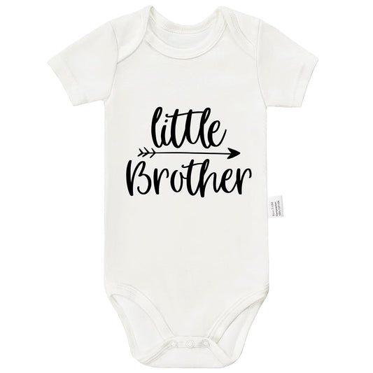 Eorjuek Little Brother Bodysuits, Unisex Baby Clothes, Bro Cotton Romper Short Sleeve Infant Toddler Outfits Jumpsuit, Newborn Gifts Baby Boys Announcement (White, 12-18 Months)