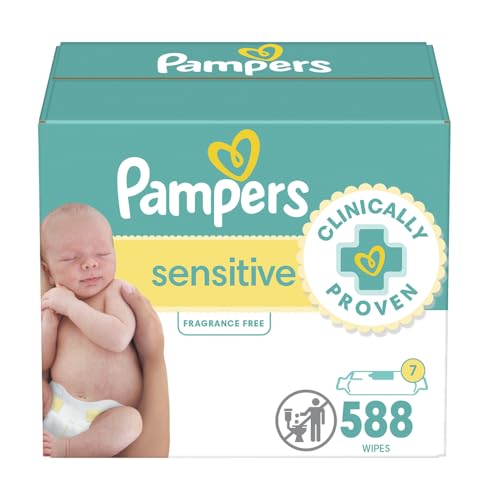 Toallitas para bebé Pampers Sensitive, a base de agua, hipoalergénicas y sin perfume, 7 paquetes de recambio (588 toallitas en total)