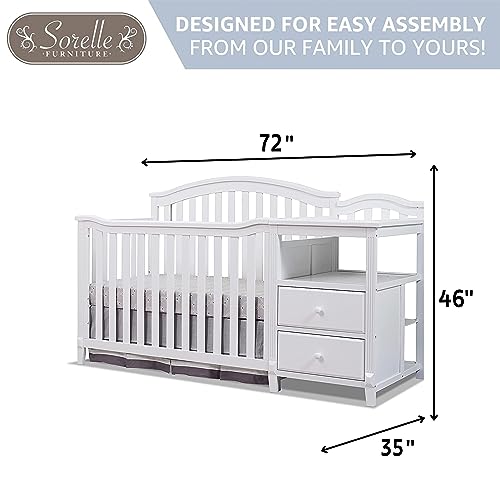 SORELLE FURNITURE Cuna y cambiador Berkley con respaldo de panel de listones Mesa para cambiar pañales convertible clásica en acabado no tóxico Cama de madera para bebés Sofá cama para niños pequeños Guardería de tamaño completo - Blanco