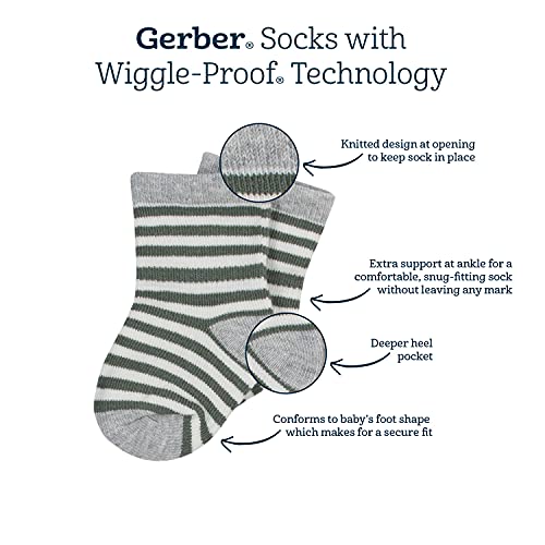 Gerber Baby Girls 8-pack Wiggle-proof Jersey Crew Socks, Black, 0-6 Months US