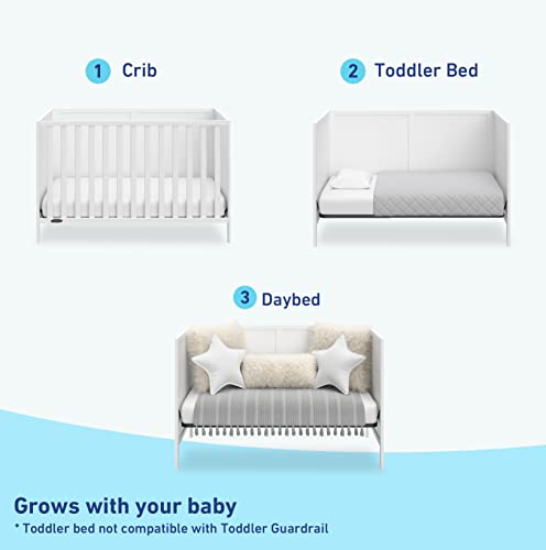 Graco Theo 3-in-1 Convertible Crib (White) - GREENGUARD Gold Certified, Converts to Toddler Bed & Daybed, Fits Standard Full-Size Crib Mattress, 4 Adjustable Mattress Heights