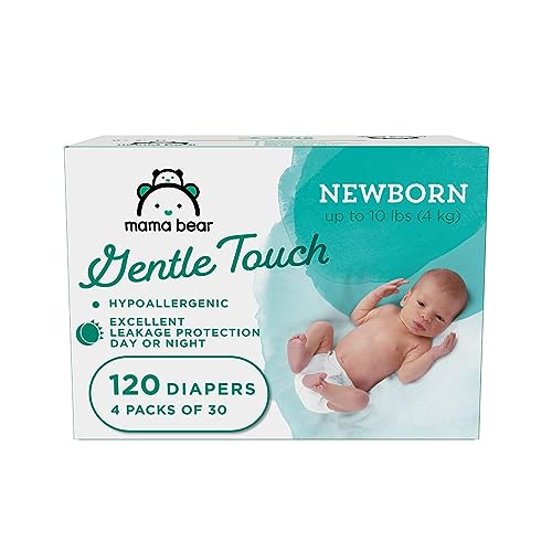 Marca Amazon: pañales Mama Bear Gentle Touch, hipoalergénicos, recién nacidos, 120 unidades (4 paquetes de 30)