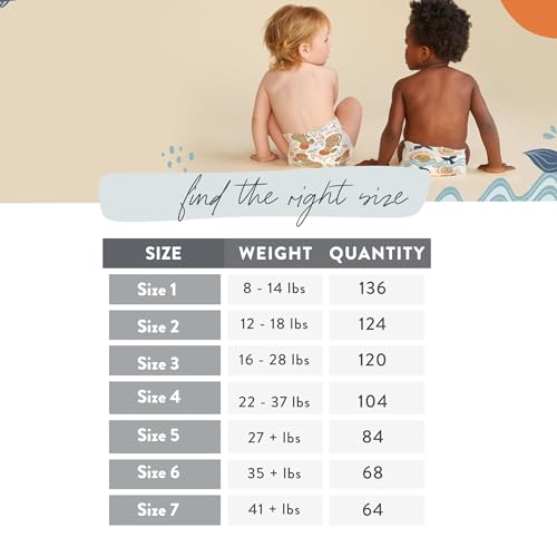 The Honest Company Clean Conscious Diapers | Plant-Based, Sustainable | Rose Blossom + Tutu Cute | Super Club Box, Size 1 (8-14 lbs), 136 Count