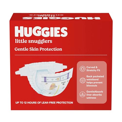 Huggies Size 1 Diapers, Little Snugglers Newborn Diapers, Size 1 (8-14 lbs), 32 Count